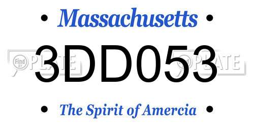 3DD053 Massachusetts License Plate