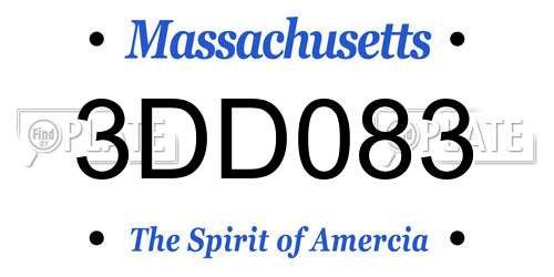 3DD083 Massachusetts License Plate