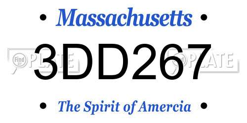3DD267 Massachusetts License Plate