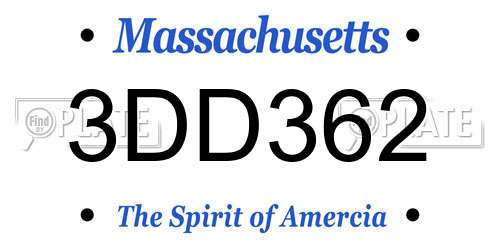 3DD362 Massachusetts License Plate