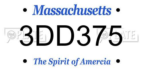 3DD375 Massachusetts License Plate