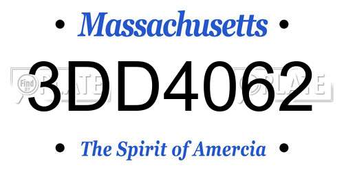 3DD4062 Massachusetts License Plate