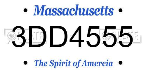 3DD4555 Massachusetts License Plate