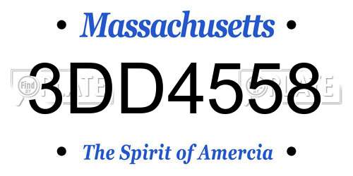 3DD4558 Massachusetts License Plate