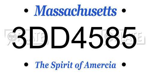 3DD4585 Massachusetts License Plate
