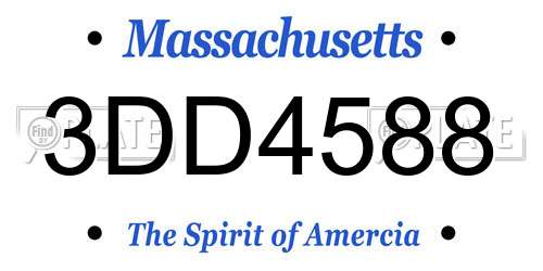 3DD4588 Massachusetts License Plate