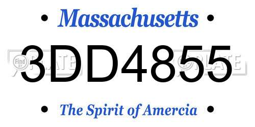 3DD4855 Massachusetts License Plate