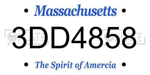 3DD4858 Massachusetts License Plate