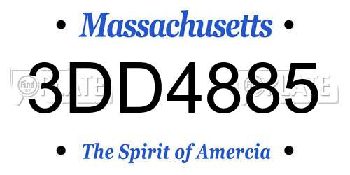 3DD4885 Massachusetts License Plate