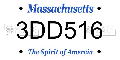 3DD516 Massachusetts License Plate
