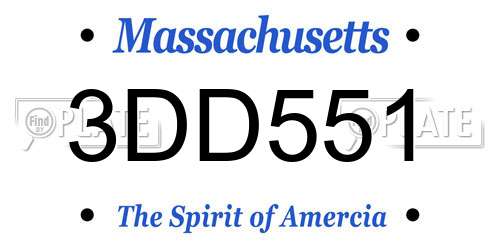 3DD551 Massachusetts License Plate