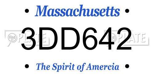 3DD642 Massachusetts License Plate