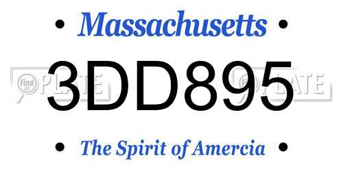 3DD895 Massachusetts License Plate