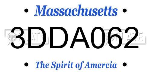 3DDA062 Massachusetts License Plate