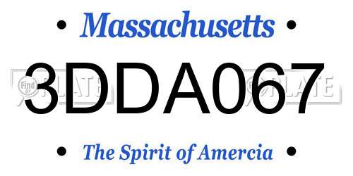 3DDA067 Massachusetts License Plate