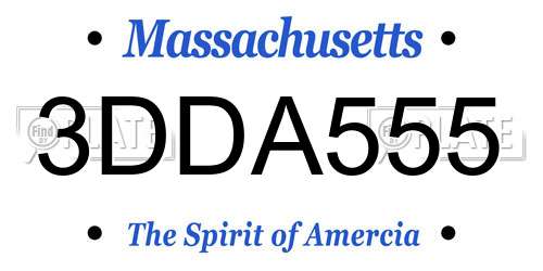 3DDA555 Massachusetts License Plate