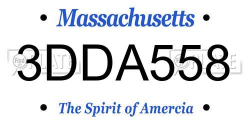3DDA558 Massachusetts License Plate