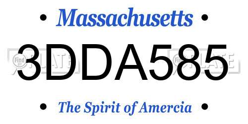 3DDA585 Massachusetts License Plate