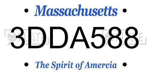3DDA588 Massachusetts License Plate