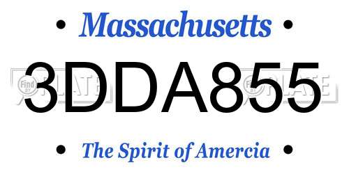 3DDA855 Massachusetts License Plate