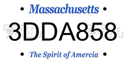 3DDA858 Massachusetts License Plate