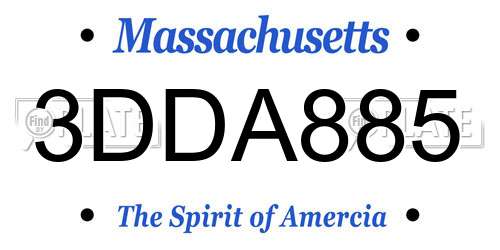 3DDA885 Massachusetts License Plate