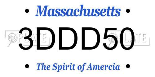 3DDD50 Massachusetts License Plate