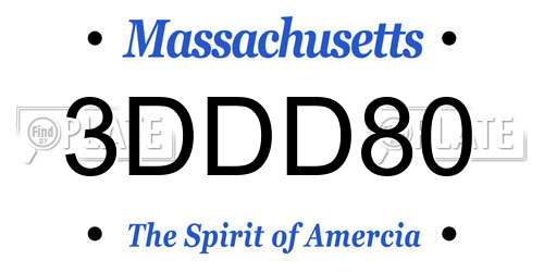 3DDD80 Massachusetts License Plate