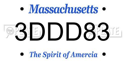 3DDD83 Massachusetts License Plate
