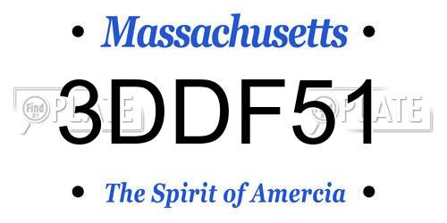 3DDF51 Massachusetts License Plate