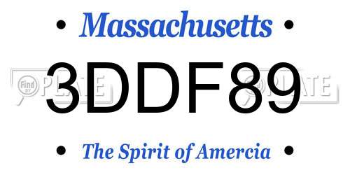 3DDF89 Massachusetts License Plate