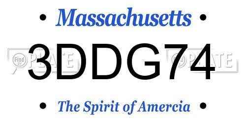 3DDG74 Massachusetts License Plate