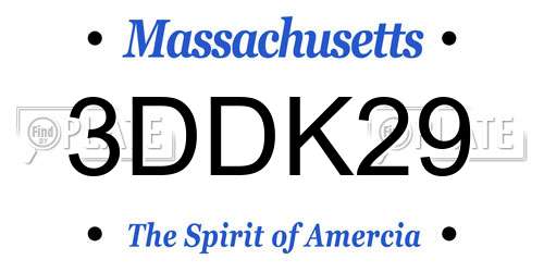 3DDK29 Massachusetts License Plate