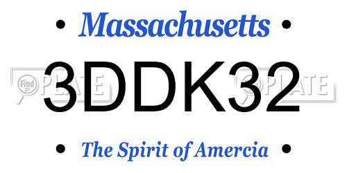 3DDK32 Massachusetts License Plate