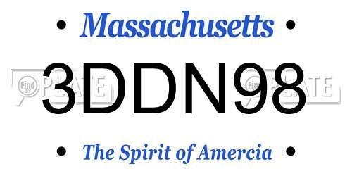 3DDN98 Massachusetts License Plate