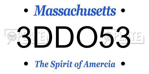3DDO53 Massachusetts License Plate
