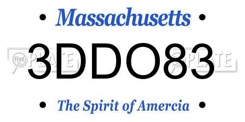 3DDO83 Massachusetts License Plate