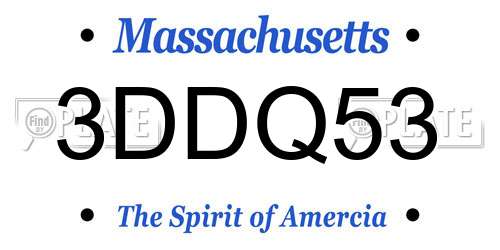 3DDQ53 Massachusetts License Plate