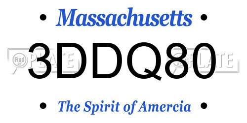 3DDQ80 Massachusetts License Plate