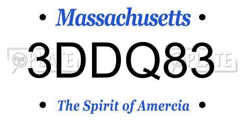 3DDQ83 Massachusetts License Plate