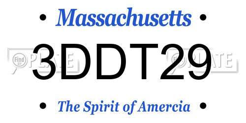 3DDT29 Massachusetts License Plate