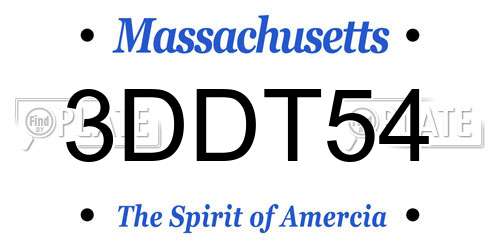 3DDT54 Massachusetts License Plate