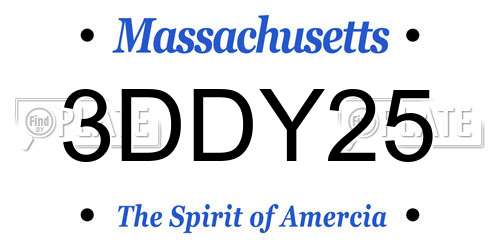 3DDY25 Massachusetts License Plate