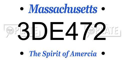 3DE472 Massachusetts License Plate