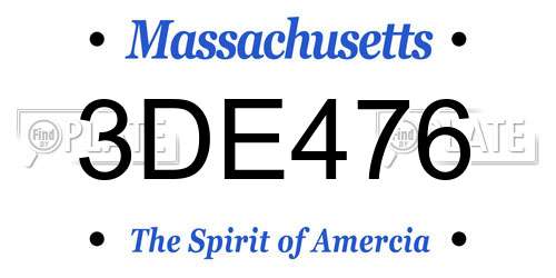 3DE476 Massachusetts License Plate