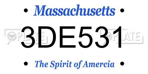 3DE531 Massachusetts License Plate