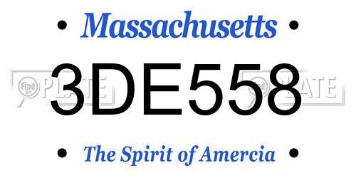 3DE558 Massachusetts License Plate