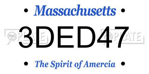 3DED47 Massachusetts License Plate