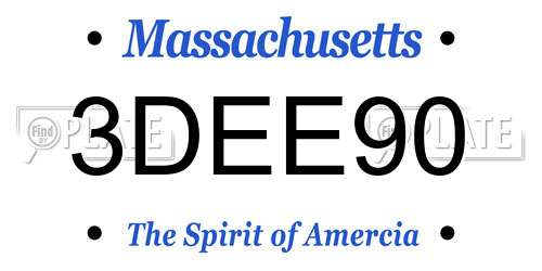 3DEE90 Massachusetts License Plate