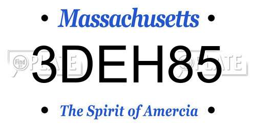 3DEH85 Massachusetts License Plate